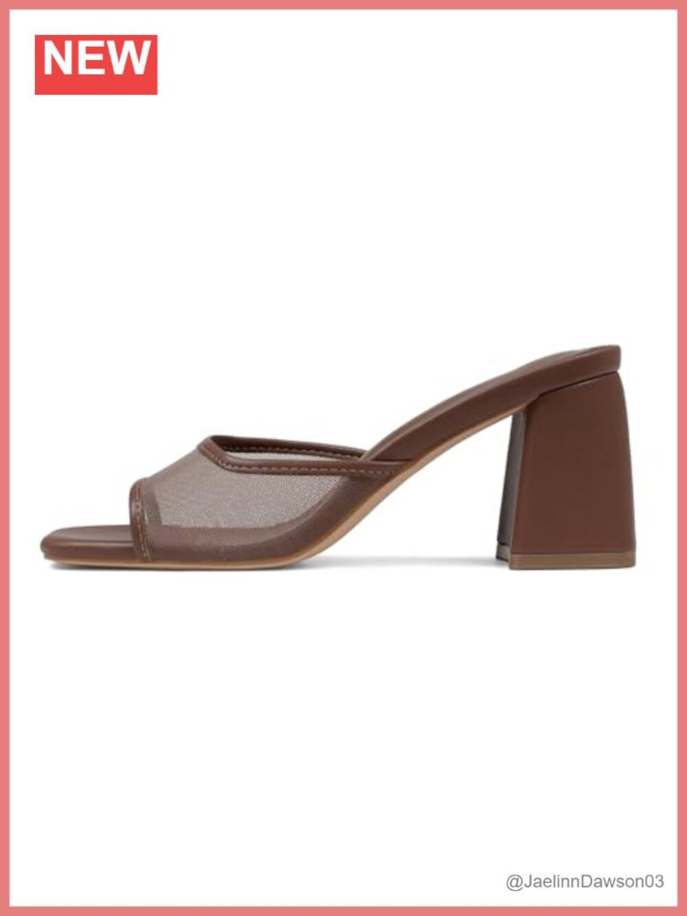 Block Heel Mesh Mules Sandals Women Slip On Chunky Square Toe